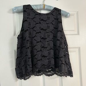 Navy blue lace tank blouse.